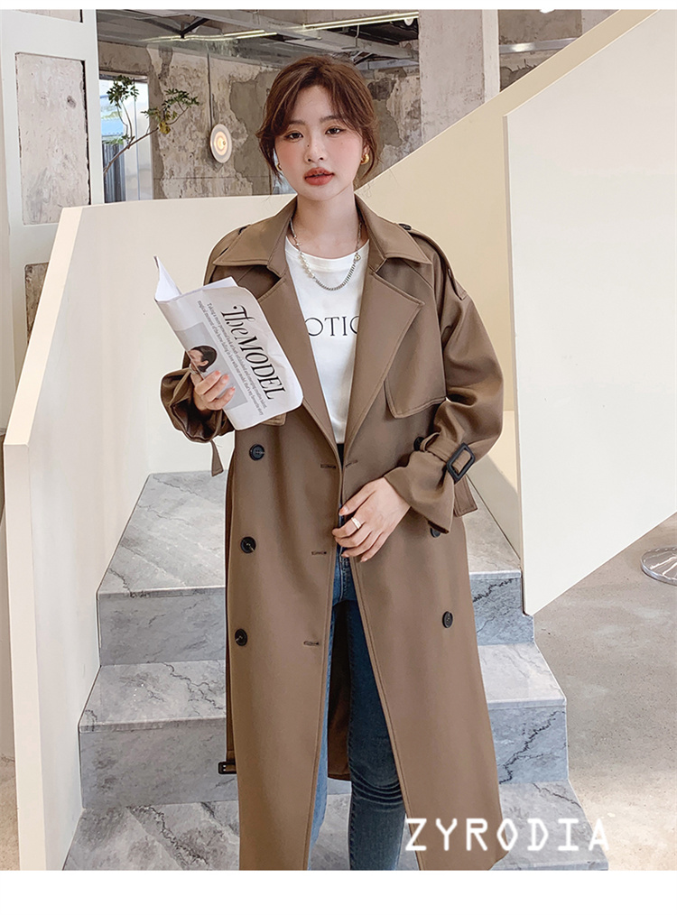 ZYRODIA 中长款风衣外套女2024年春秋季新款小个子流行大衣英伦风